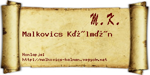 Malkovics Kálmán névjegykártya