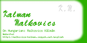 kalman malkovics business card